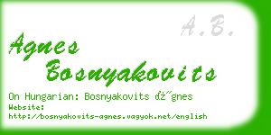 agnes bosnyakovits business card